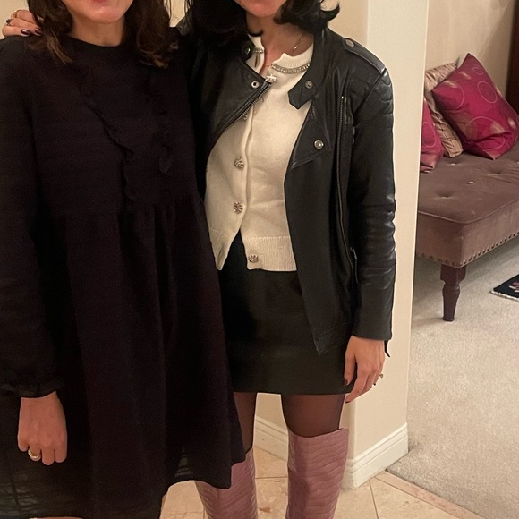 Hannah Black Leather Vintage LA Roxx Mini A-Line High Waist Skirt Size 6 XS - Picture 5 of 5